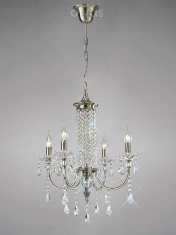 Diyas IL32084 Leana Crystal Chandelier in Satin Nickel