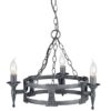 Elstead Saxon SAX3 BLK/SIL 3 Light Beaten Chandelier