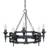 Elstead Saxon SAX5 BLK 5 Light Decorative Beaten Chandelier