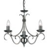 Endon 2030-3AS Bernice 3 Light Chandelier In Antique Silver