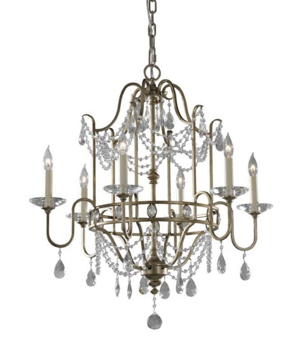 FE/GIANNA6 Gianna 6 Light Gilded Silver & Crystal Chandelier