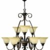 HK/CELLO9 9 Light Antique Bronze Simple Ceiling Chandelier