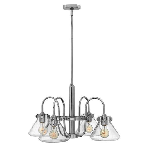 HK/CONGRES4/A CM Congress 4 Light Chrome Clear Conical Glass Chandelier