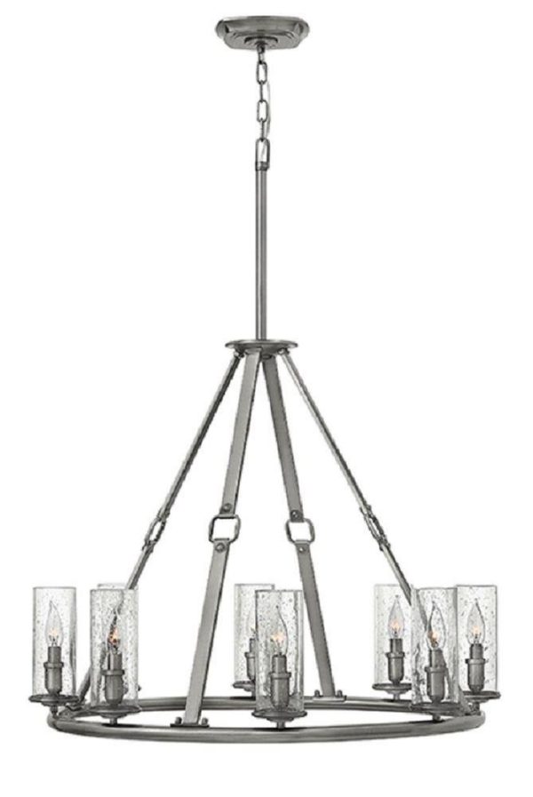 HK/DAKOTA8 Dakota 8 Light Chandelier In Polished Antique Nickel