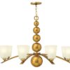 HK/ZELDA8 VS Vintage Brass Zelda 8 Light Chandelier with Glass Shades