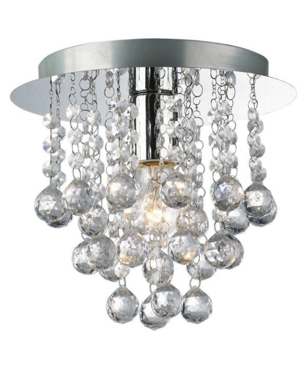 Palazzo 1 Light Round Acrylic Flush Ceiling Chandelier In Polished Chrome