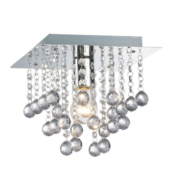 Palazzo 1 Light Square Acrylic Flush Ceiling Chandelier In Polished Chrome