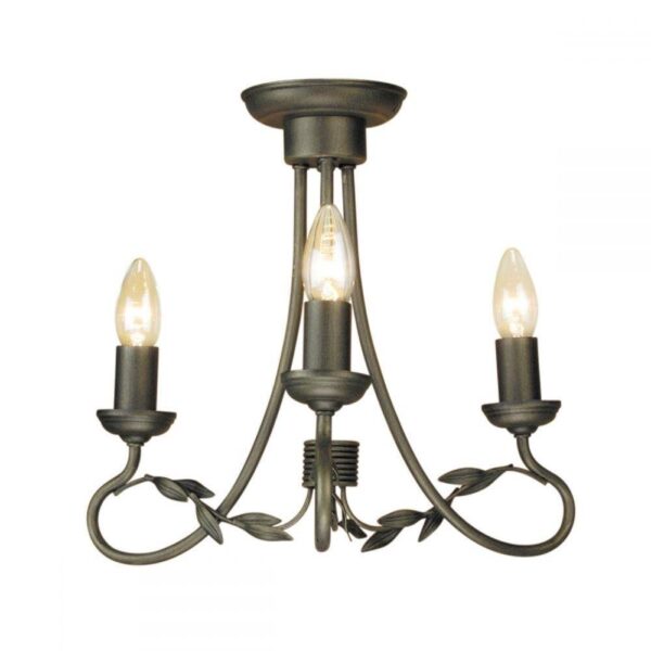 Elstead OV3 BLK/GOLD Olivia 3 Light Chandelier Light In Black/Gold - Fitting Only