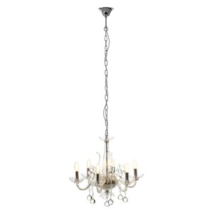 Murato 6 Bulb Clear Crystal Chandelier Light In Chrome