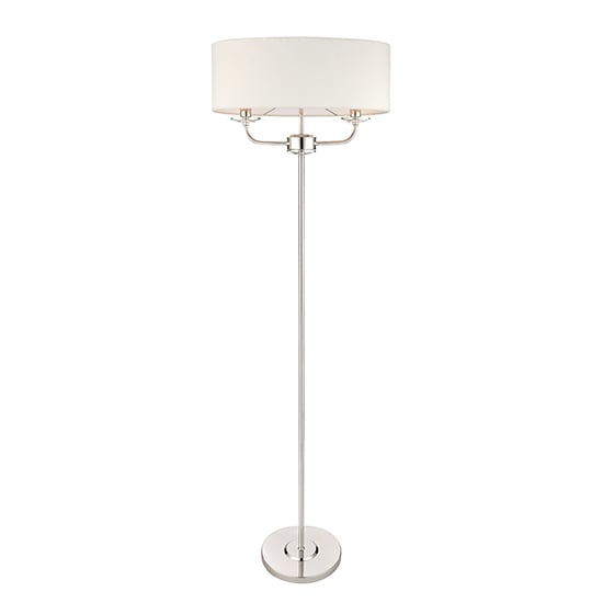 Nixon 2 Lights White Oval Shade Floor Lamp In Bright Nickel