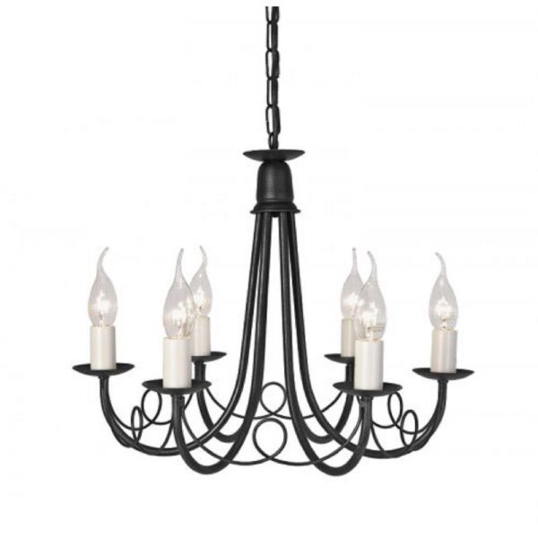 Elstead MN6 BLACK Minster 6 Light Ceiling Chandelier In Black - Fitting Only