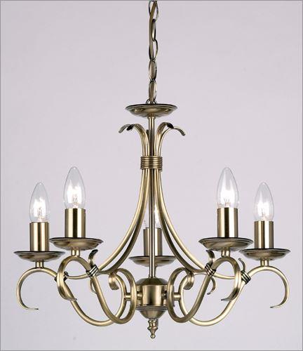 Endon 2030-5AN Bernice 5 Light Chandelier In Antique Brass