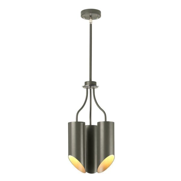 Elstead QUINTO3GPN Quinto 3 Light Ceiling Chandelier In Grey And Nickel