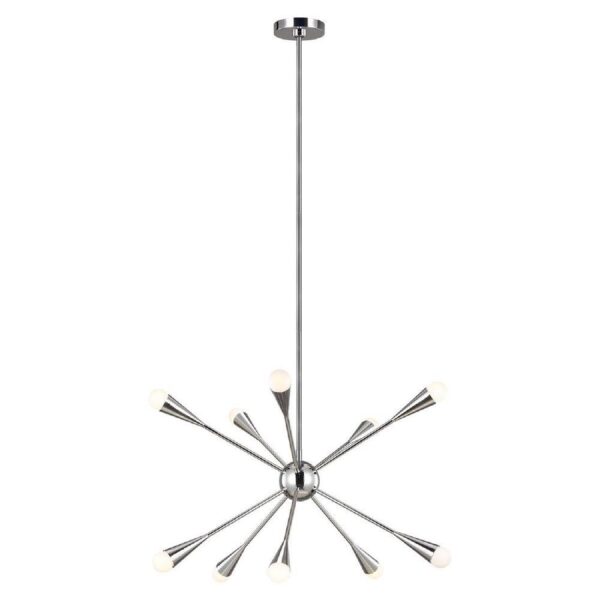 FE-JAX10-PN Jax 10 Light Chandelier In Polished Nickel