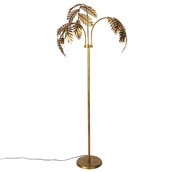 Vintage floor lamp antique gold 3-light large - Botanica