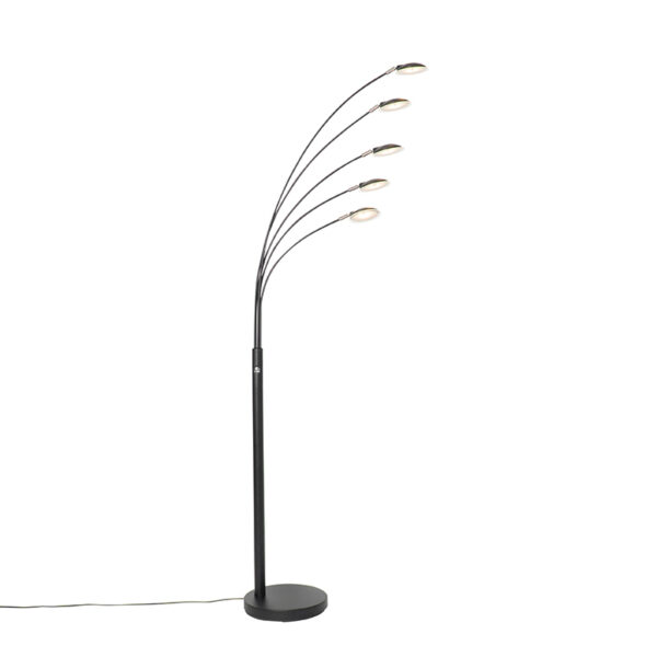 Design floor lamp black incl. LED 5-lights - Sixties Trento