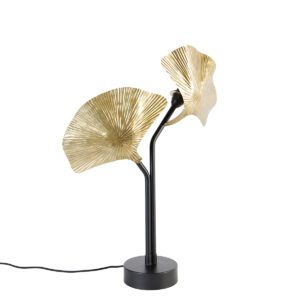 Oriental table lamp brass with black 2-light – Louka