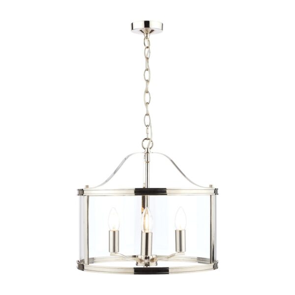 Laura Ashley Harrington 3 Light Ceiling Lantern In Polished Nickel Finish