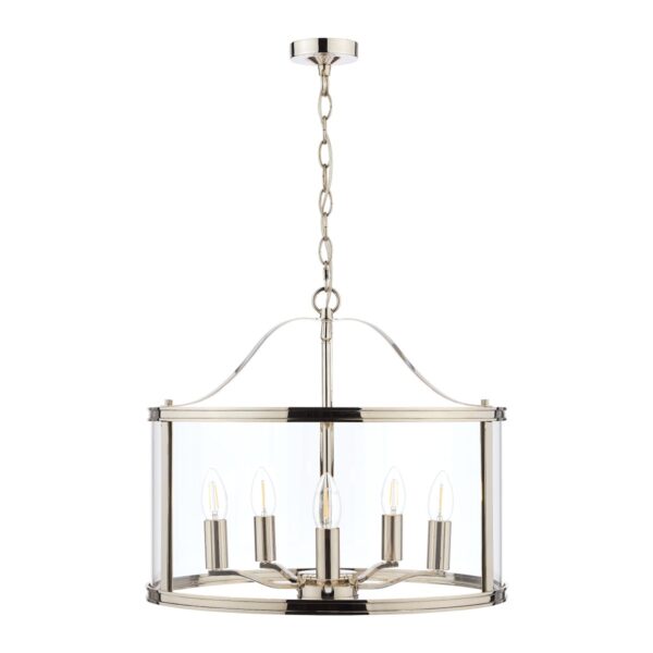 Laura Ashley Harrington 5 Light Ceiling Lantern In Polished Nickel Finish