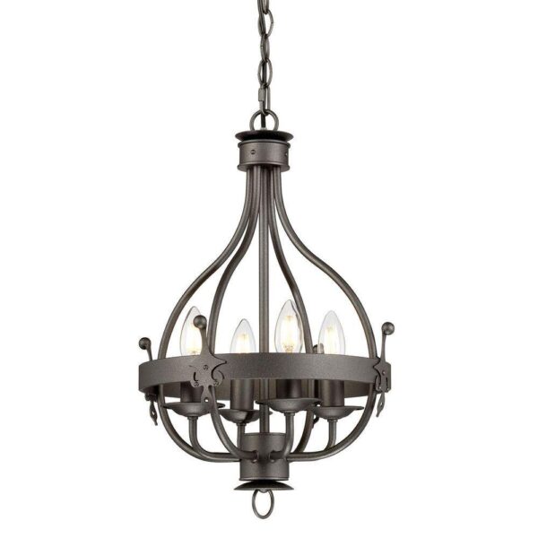 Elstead WINDSOR4GR Windsor 4 Light Pendant Chandelier In Graphite