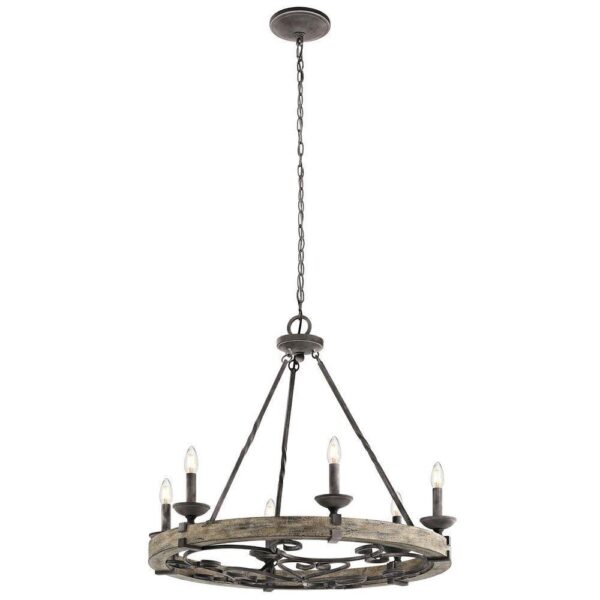 KL/TAULBEE6 Taulbee 6 Light Ceiling Chandelier In Weathered Zinc