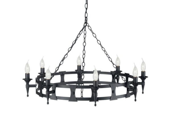 Elstead Saxon SAX8 BLK 8 Light Decorative Beaten Chandelier