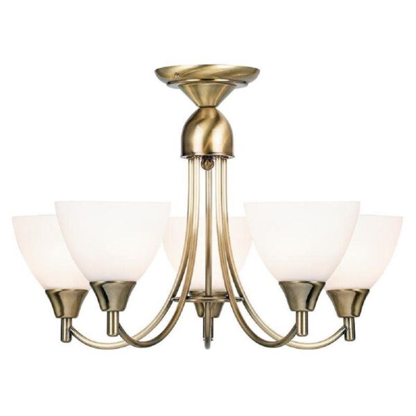 Endon 1805-5AN 5 Light Chandelier In Antique Brass