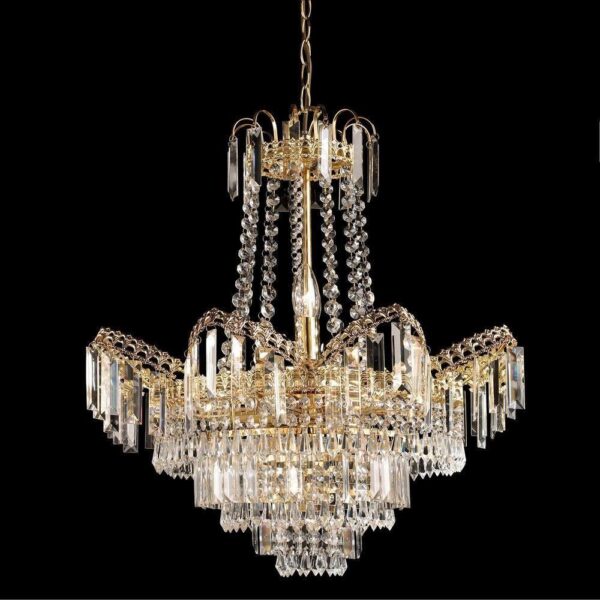 Endon 96819-GO Adagio 9 Light Gold Finish & Glass Chandelier