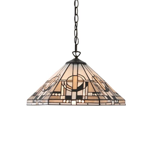 Interiors 1900 64259 Metropolitan Tiffany 1 Light Pendant Ceiling Light In Bronze Effect