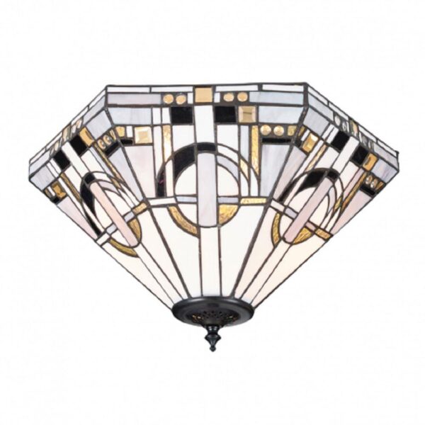 Interiors 1900 70779 Metropolitan Tiffany 2 Light Flush Ceiling Light In Bronze