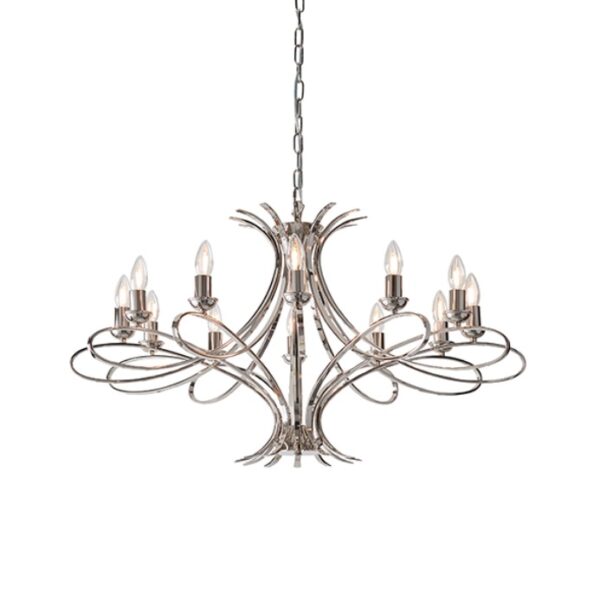 Interiors 1900 CA7P12N Penn 12 Light Chandelier In Polished Nickel