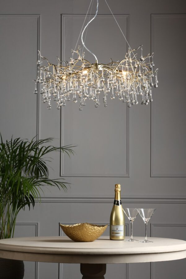 Laura Ashley LA3756144-Q Willow 5 Light Crystal Ceiling Pendant Light In Champagne Finish