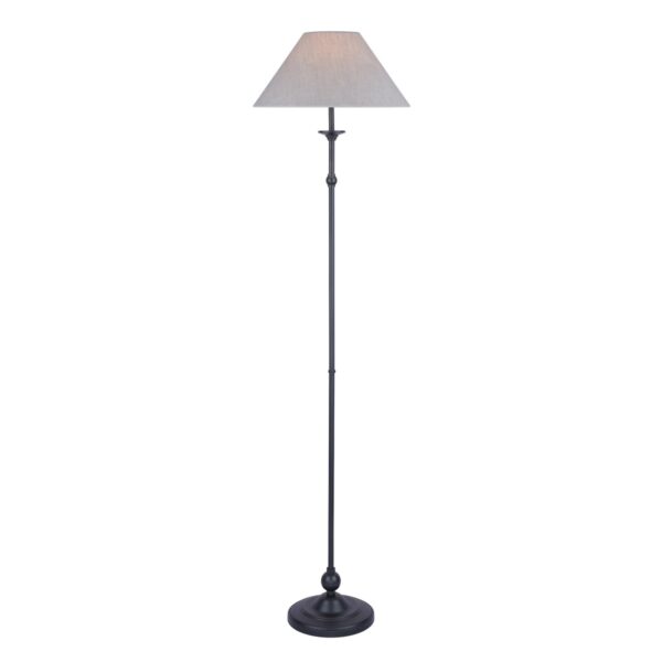 Laura Ashley Ludchurch Floor Lamp In Industrial Black Finish With Linen Shade LA3756241-Q