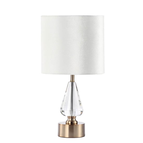 Hamburg Cream Velvet Shade Table Lamp With Crystal Base