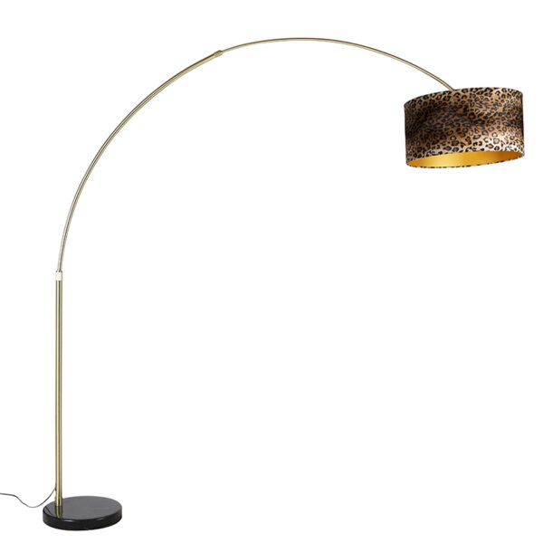 Modern arc lamp brass black marble base shade leopard 50 cm -XXL