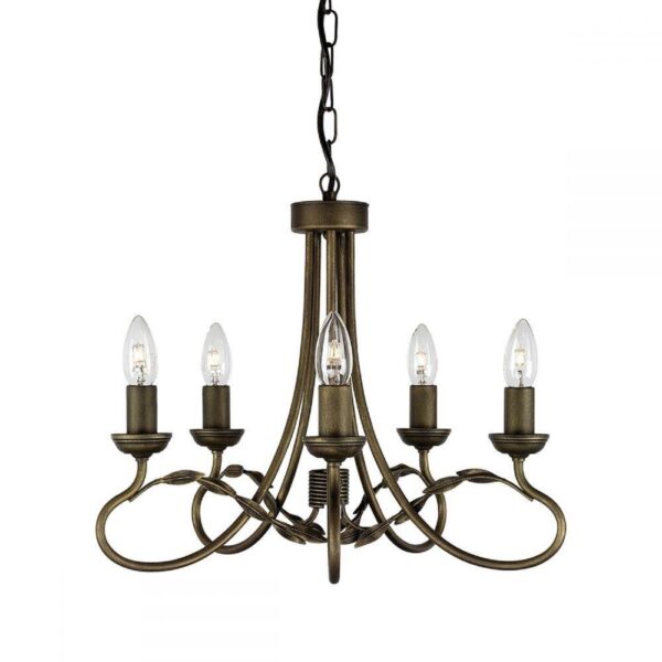 Elstead OV5 BLK/GOLD Olivia 5 Light Chandelier Light In Black/Gold - Fitting Only