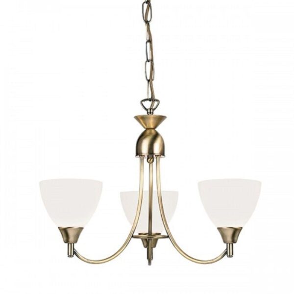 Endon 1805-3AN 3 Light Chandelier In Antique Brass