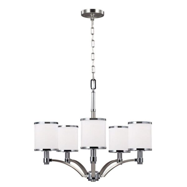 FE/PROSPECTPK5 Prospect 5 Light Chandelier Ceiling Light In Satin Nickel And Chrome