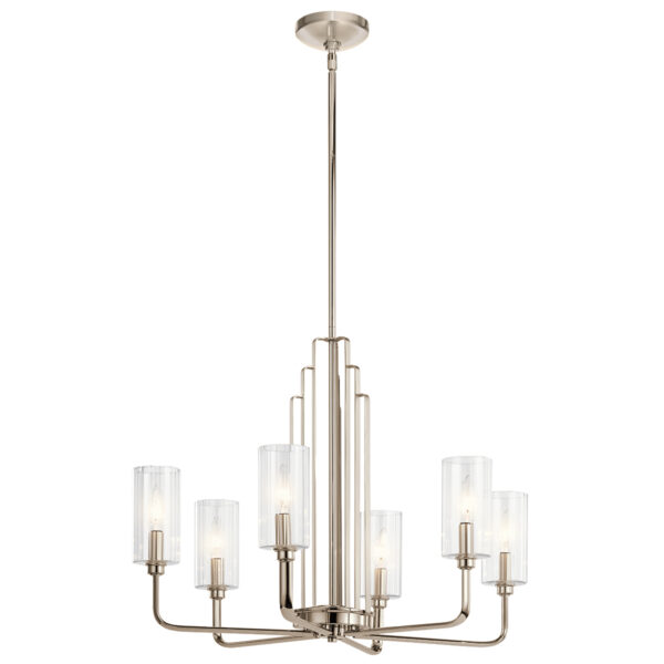 Quintiesse QN-KIMROSE6-PN Kimrose 6 Light Ceiling Chandelier In Polished Nickel Finish