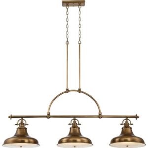 QZ-EMERY3P-WS Emery 3 Light Island chandelier In Weathered Brass