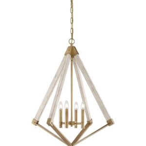 QZ/VIEWPOINT/L Viewpoint 4 Light Ceiling Chandelier In Weathered Brass