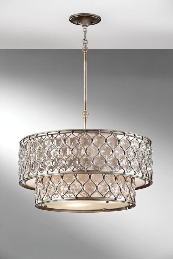 FE/LUCIA/P/E 2TR Lucia Two Tier Crystal Ceiling Pendant Chandelier