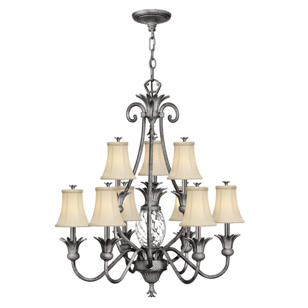 HK-PLANT10-PL Plantation 9 + 1 Light Nickel Chandelier