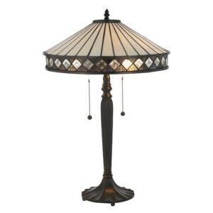 Interiors 1900 70935 Fargo Tiffany Medium 2 Light Table Lamp – Height: 590mm