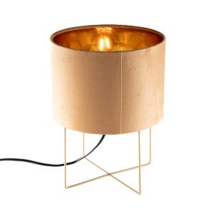 Modern table lamp yellow with gold – Rosalina