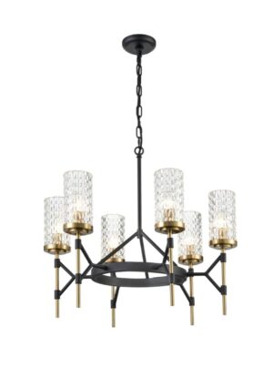 Monarch 6 Light Ceiling Chandelier In Matt Black And Gold Finish F2424-6