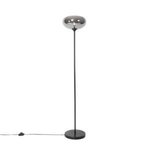 Art Deco floor lamp black with smoke glass – Busa