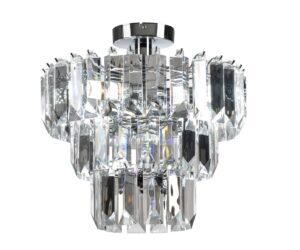 Chichester 3 Light Semi Flush Chandelier Ceiling Light with Clear Prisms