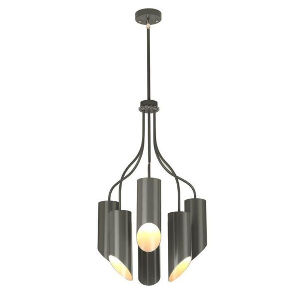 Elstead QUINTO6GPN Quinto 6 Light Ceiling Chandelier In Grey And Nickel