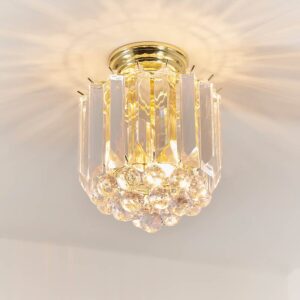 Fargo 2 Lights Crystal Droplets Flush Ceiling Light In Brass
